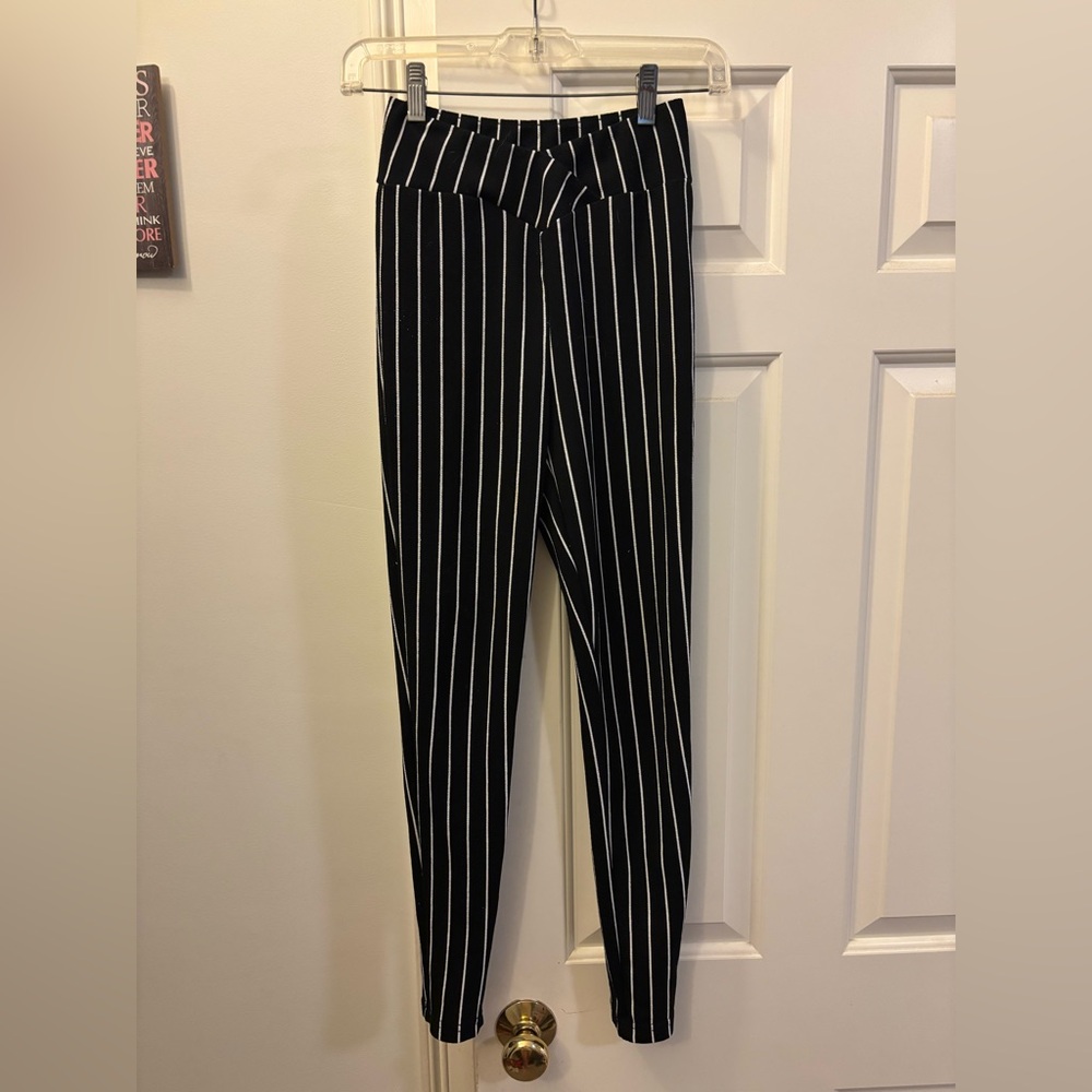 SHEIN Black and White Pinstripe Straight Leg Pants